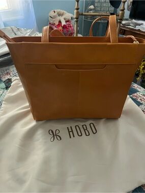 HOBO Cognac Leather Tote with Top Handles